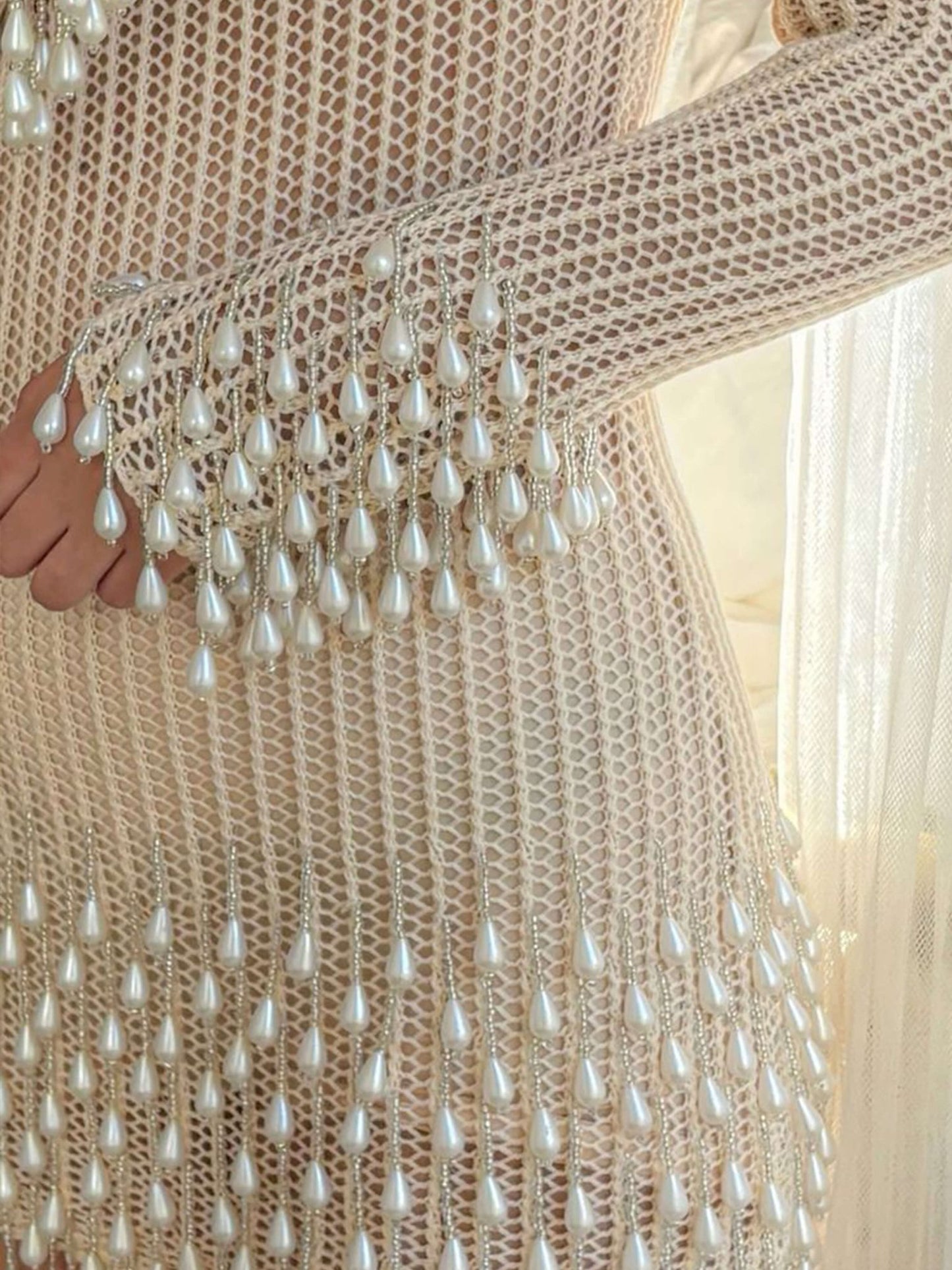 Seame - Darlene Mini Pearl Dress Creme S