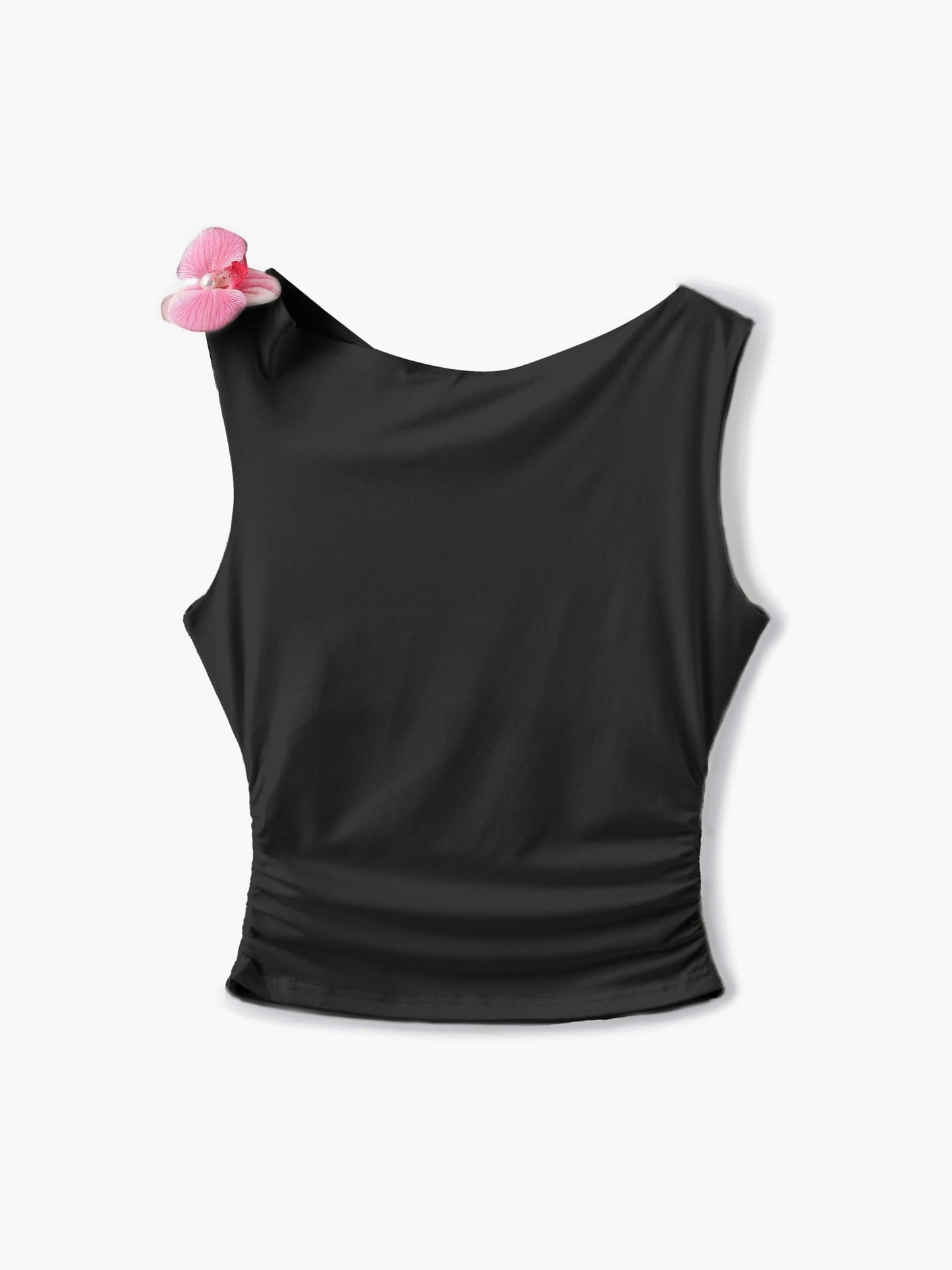 SEAME - Georgia Top with flower detail Black S