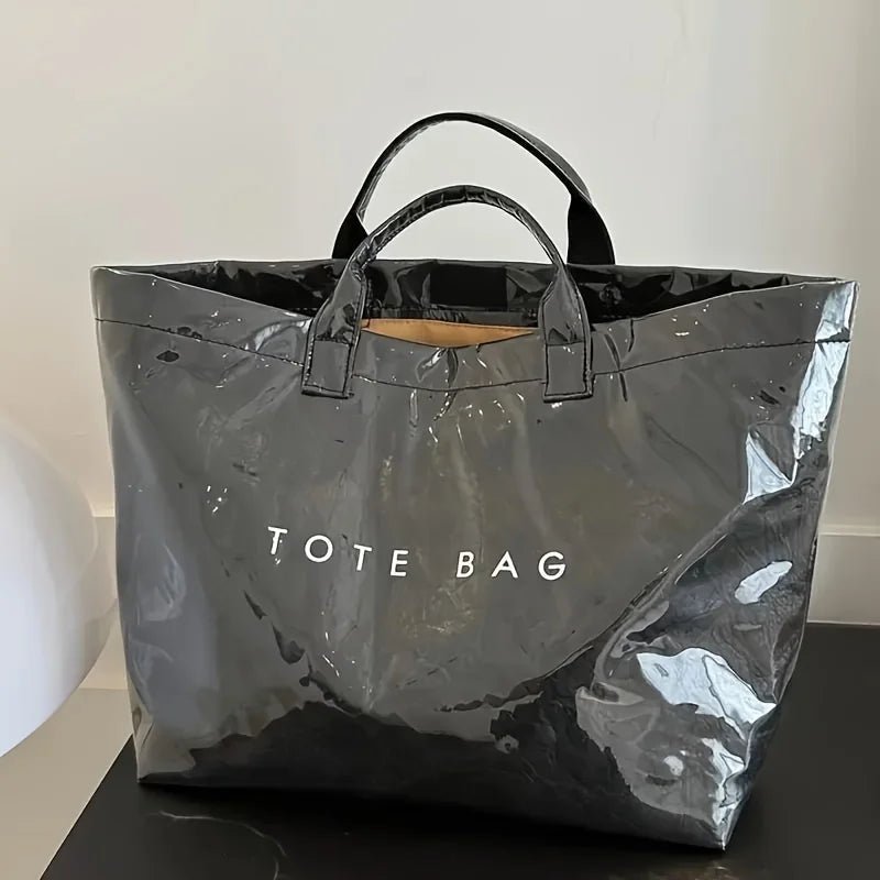 SEAME - Giselle Large Capacity Tote Bag - Lightweight Eco - Friendly Beach Bag with Magic Tape Closure Black