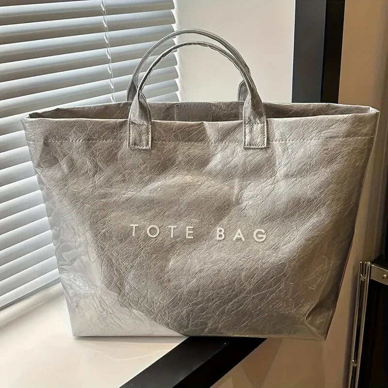 SEAME - Giselle Large Capacity Tote Bag - Lightweight Eco - Friendly Beach Bag with Magic Tape Closure Gray