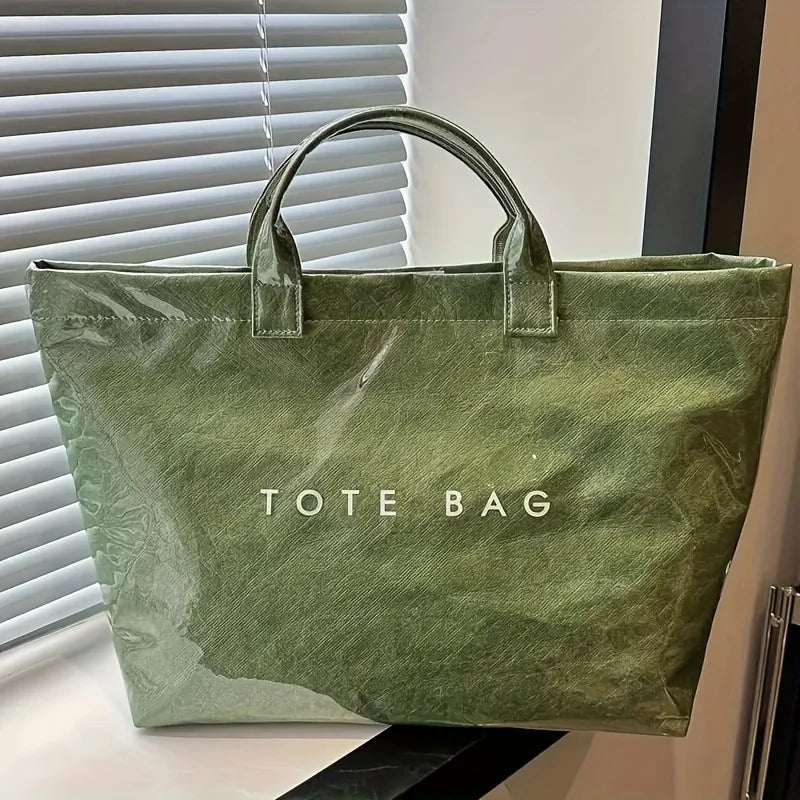SEAME - Giselle Large Capacity Tote Bag - Lightweight Eco - Friendly Beach Bag with Magic Tape Closure Green