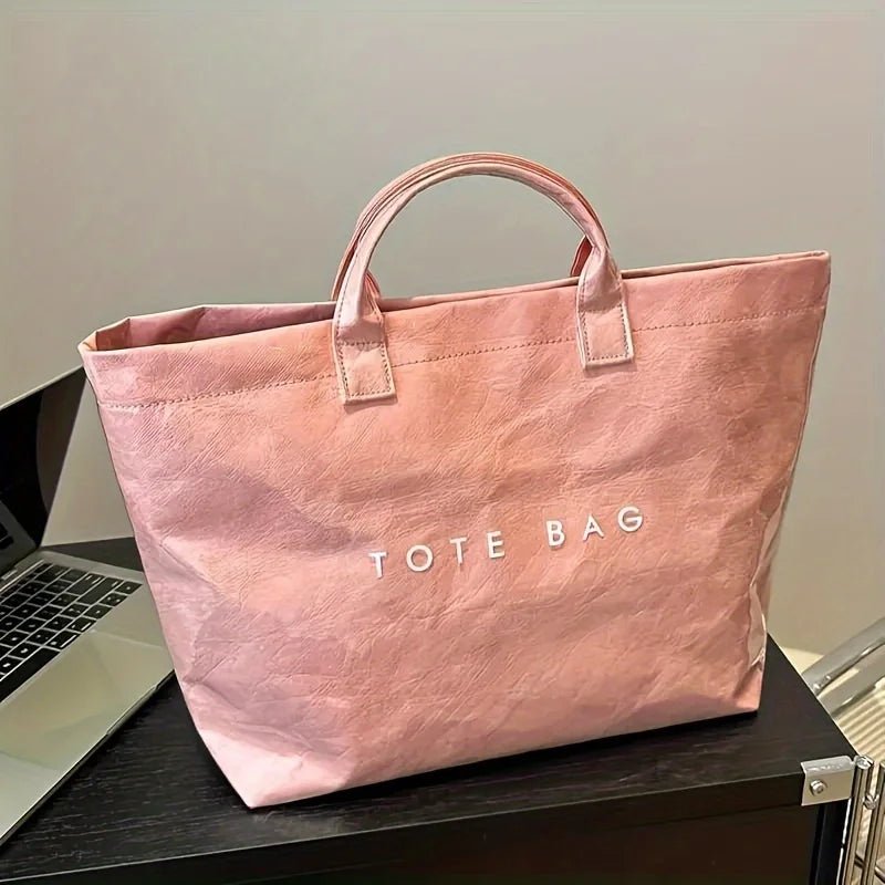 SEAME - Giselle Large Capacity Tote Bag - Lightweight Eco - Friendly Beach Bag with Magic Tape Closure Pink