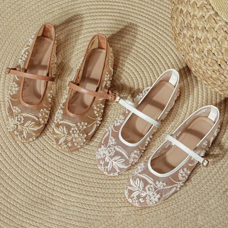 SEAME - Juliana Mesh Flat Shoes White 35