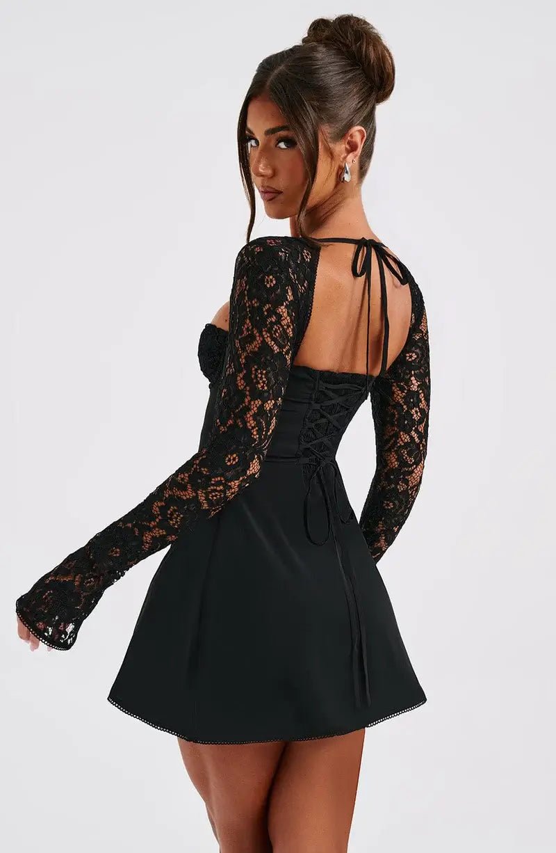 Seame - Louise mini dress with lace details red XS
