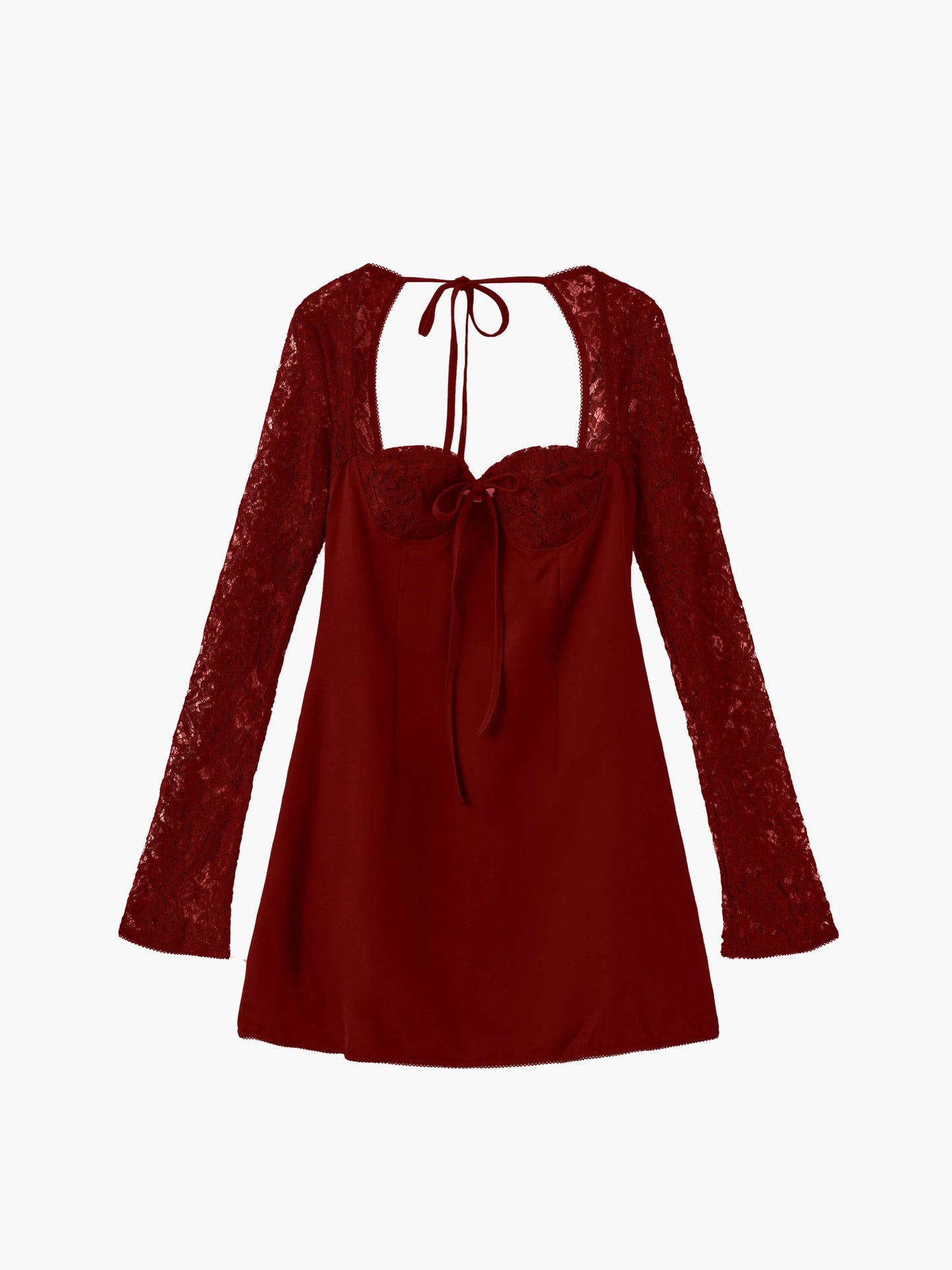 Seame - Louise mini dress with lace details red XS