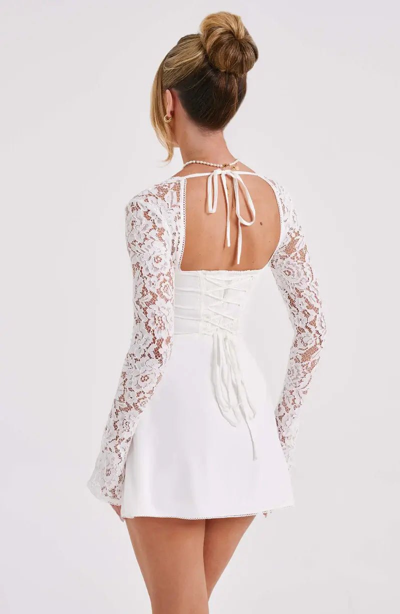 Seame - Louise mini dress with lace details red XS