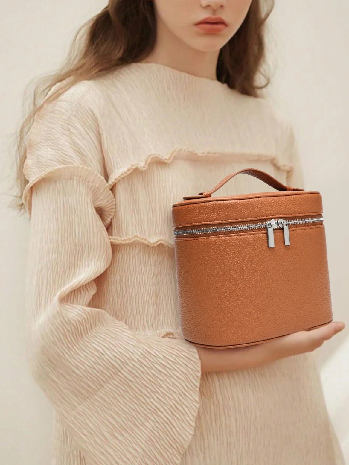 SEAME - Maricar - Travel Makeup Bag Organizer with Large Capacity & Stylish Design Brown Regular