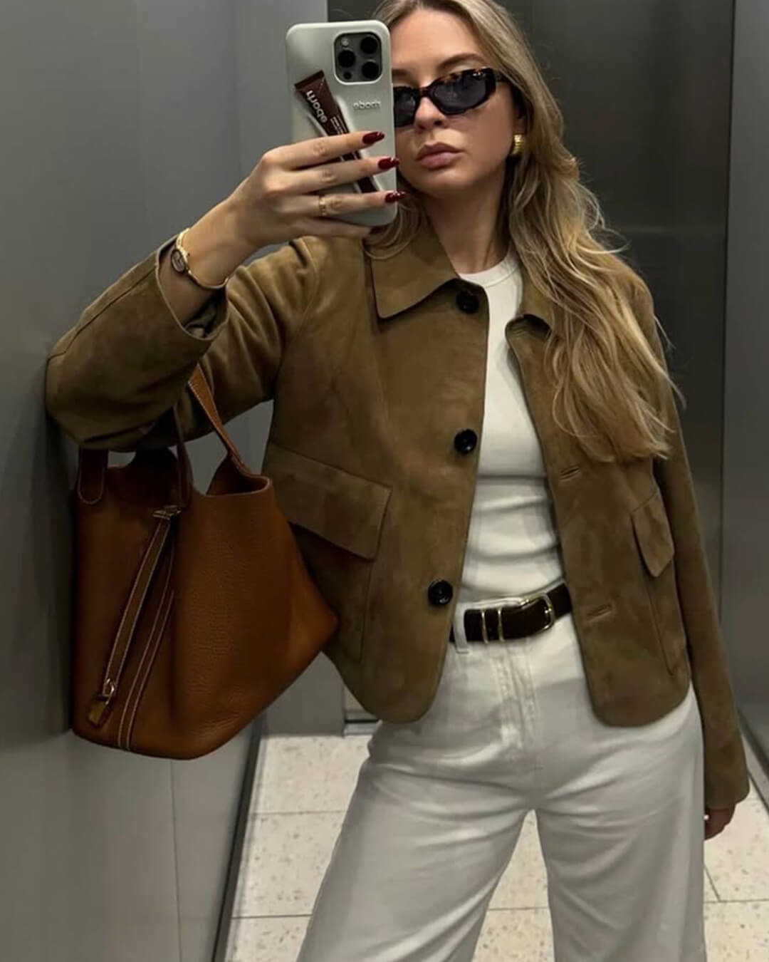 SEAME - Mirlinda Suede Blazer Jacket Brown XS