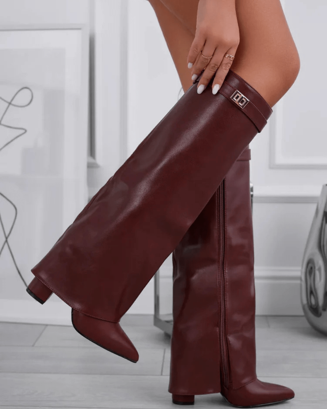 SEAME - Rachelle Suede Boots Burgundy Glazed 35