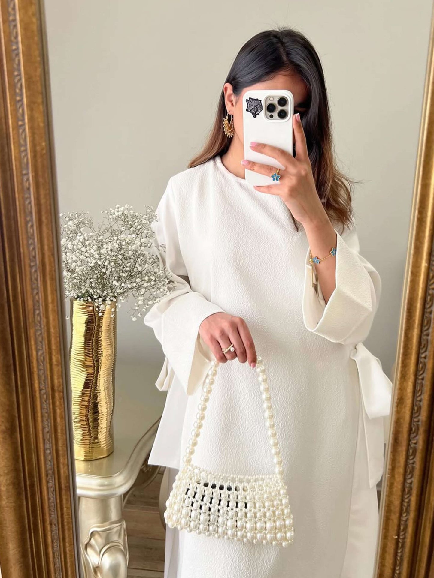 Seame - Roxanne Pearl Bag White Regular