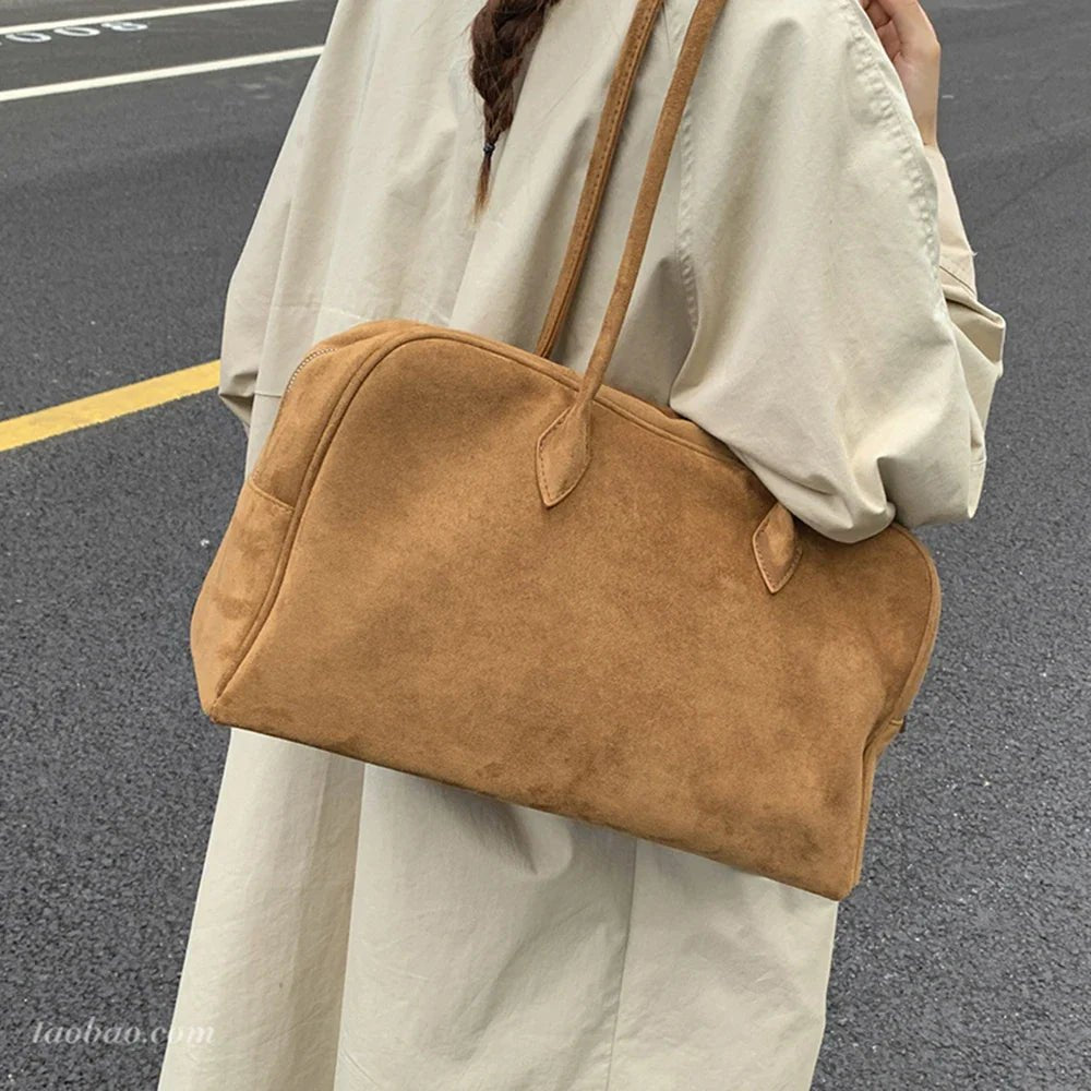 SEAME - Amalia Suede Shoulder Bag Beige Regular