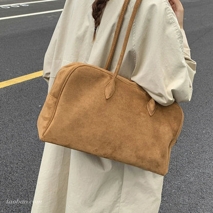 SEAME - Amalia Suede Shoulder Bag Beige Regular