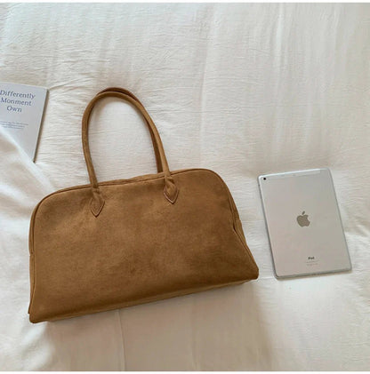 SEAME - Amalia Suede Shoulder Bag Beige Regular