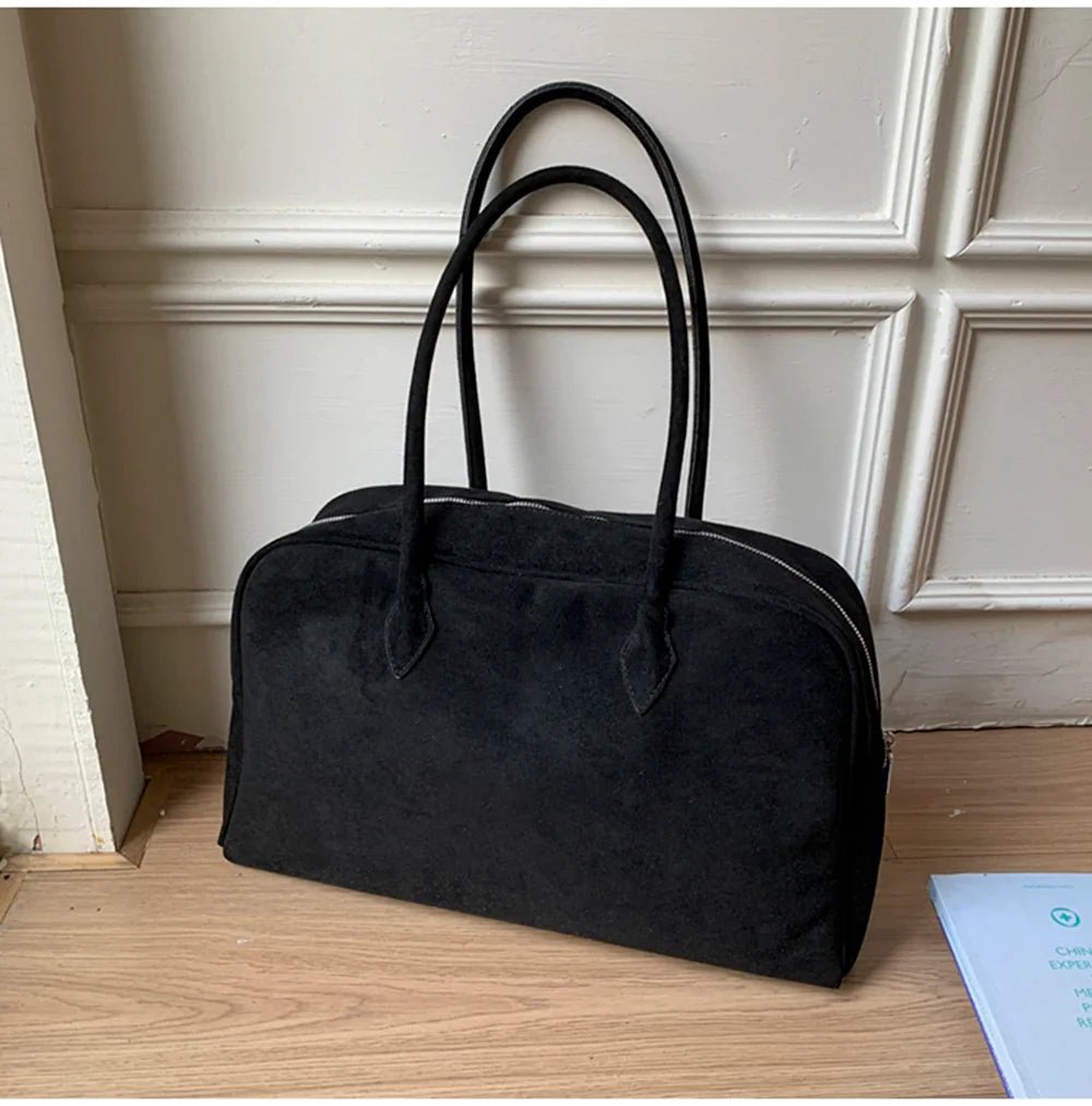 SEAME - Amalia Suede Shoulder Bag Black Regular