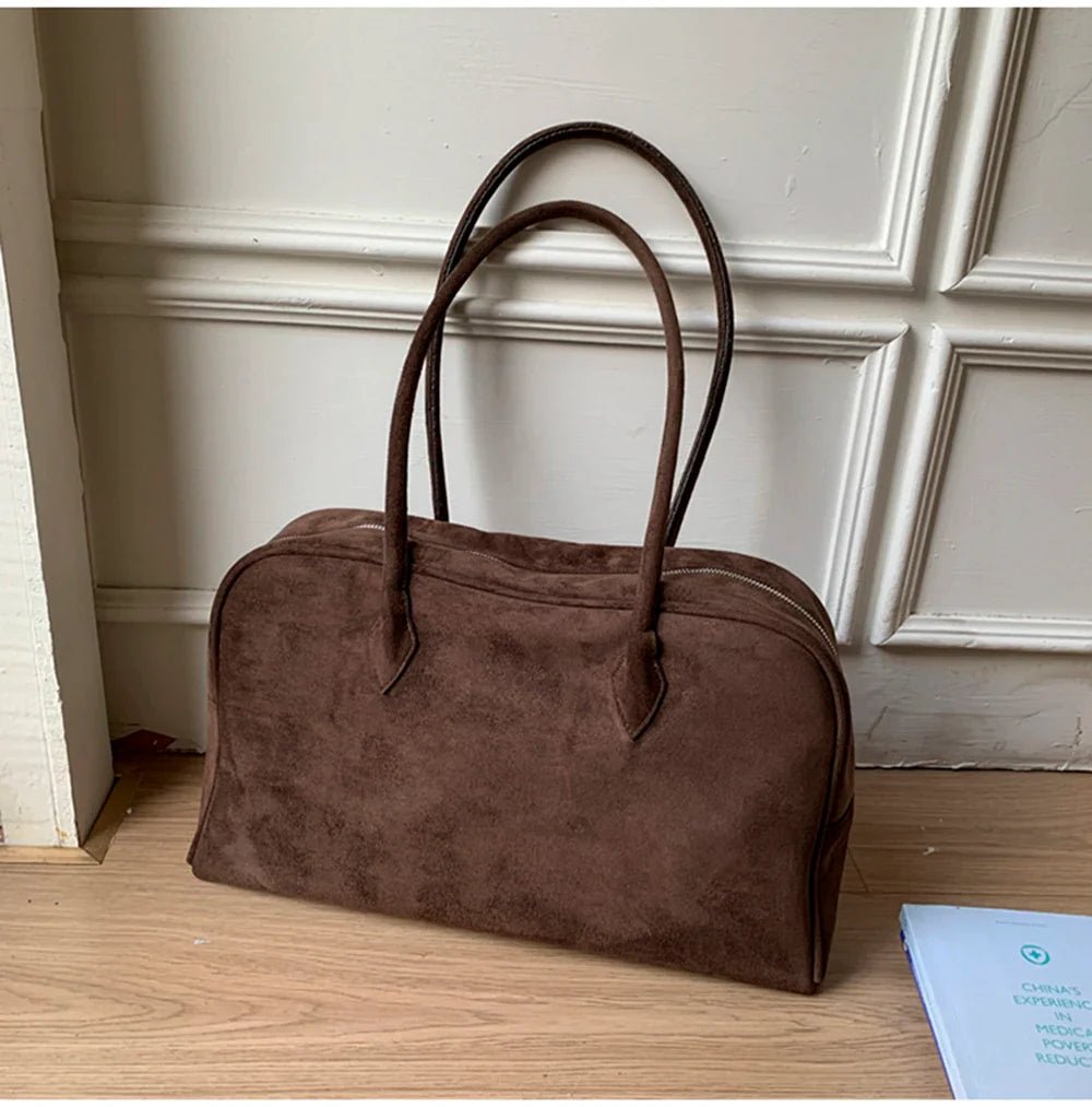 SEAME - Amalia Suede Shoulder Bag Dark Brown Regular