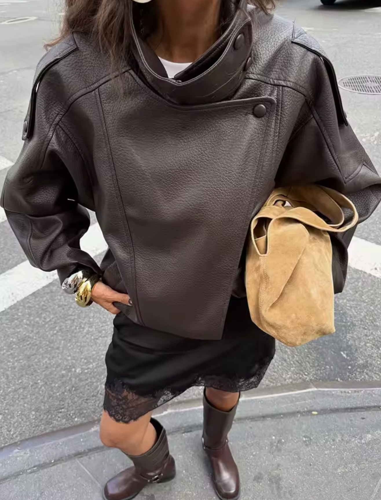 Cecil epäsymmetrinen nahkatakki