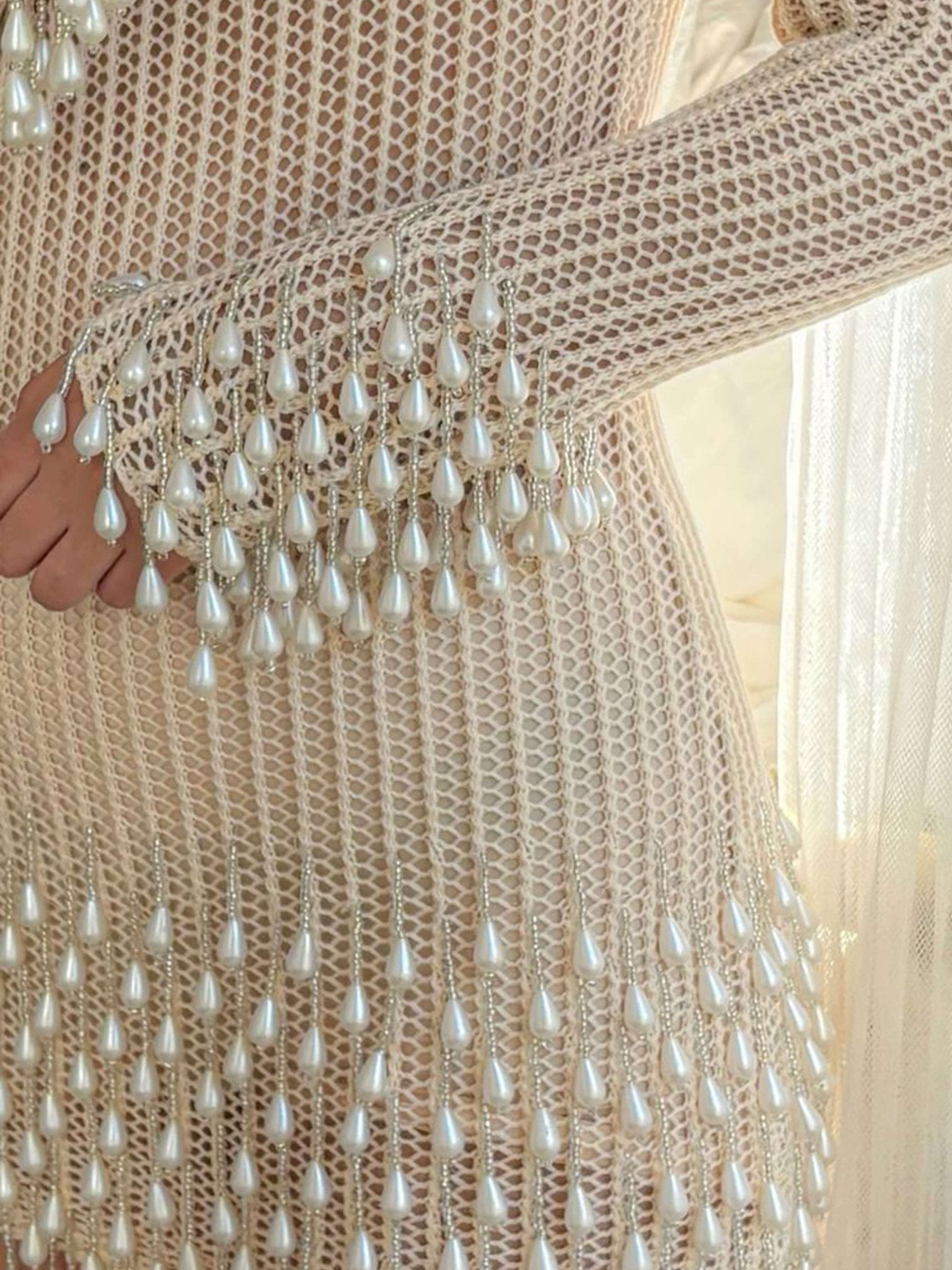 Seame - Darlene Mini Pearl Dress Creme S