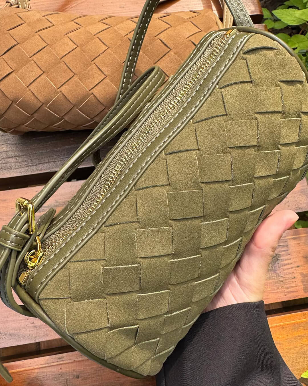 SEAME - Eva Woven Suede Bag Beige Regular