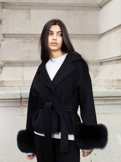 Seame - Grace Faux Fur Coat Black S