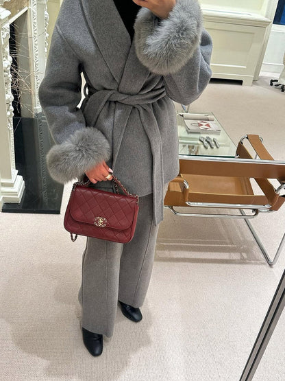 Seame - Grace Faux Fur Coat Black S
