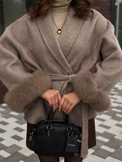 Seame - Grace Faux Fur Coat Black S