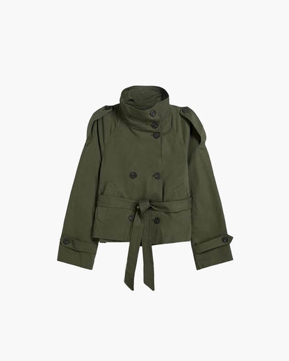 SEAME - Jam - Double Breasted Belted Waist Trench Coat for Women Khaki XS