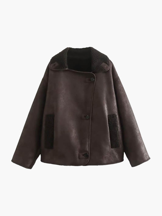 Seame - Laila Faux Leather Jacket Brown S