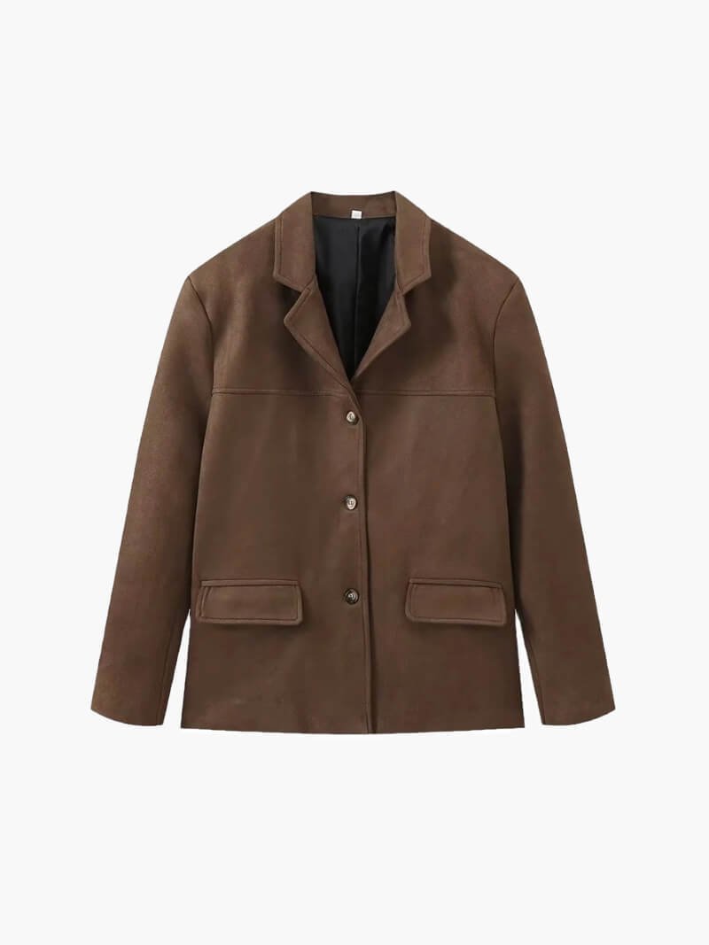 Seame - Matilda faux suede Jacket Dark Brown S