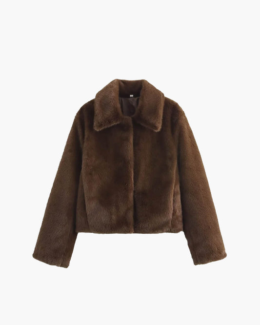 SEAME - Mia Brown Faux Fur Jacket Brown S