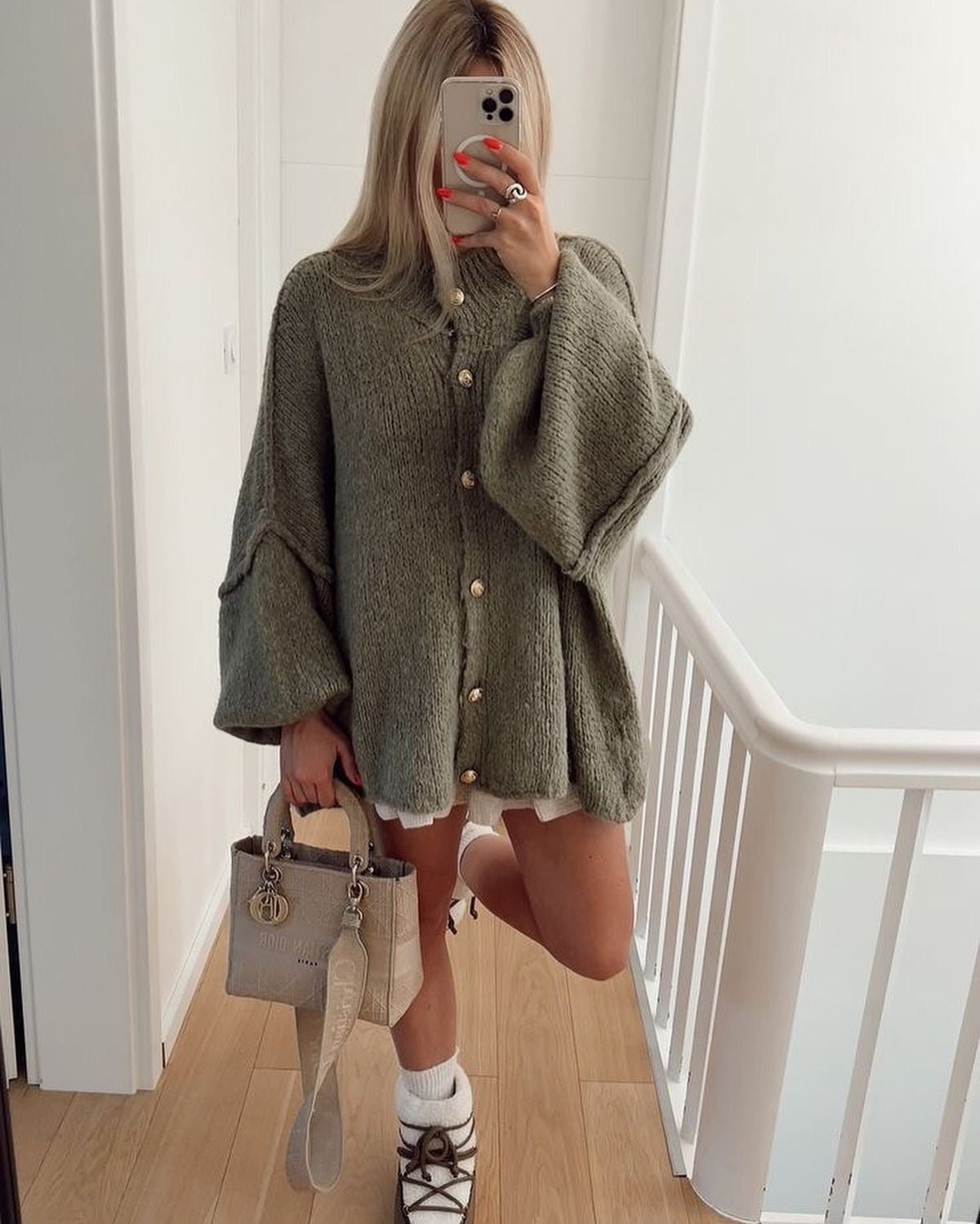 SEAME - Michaela Long Cardigan Khaki S
