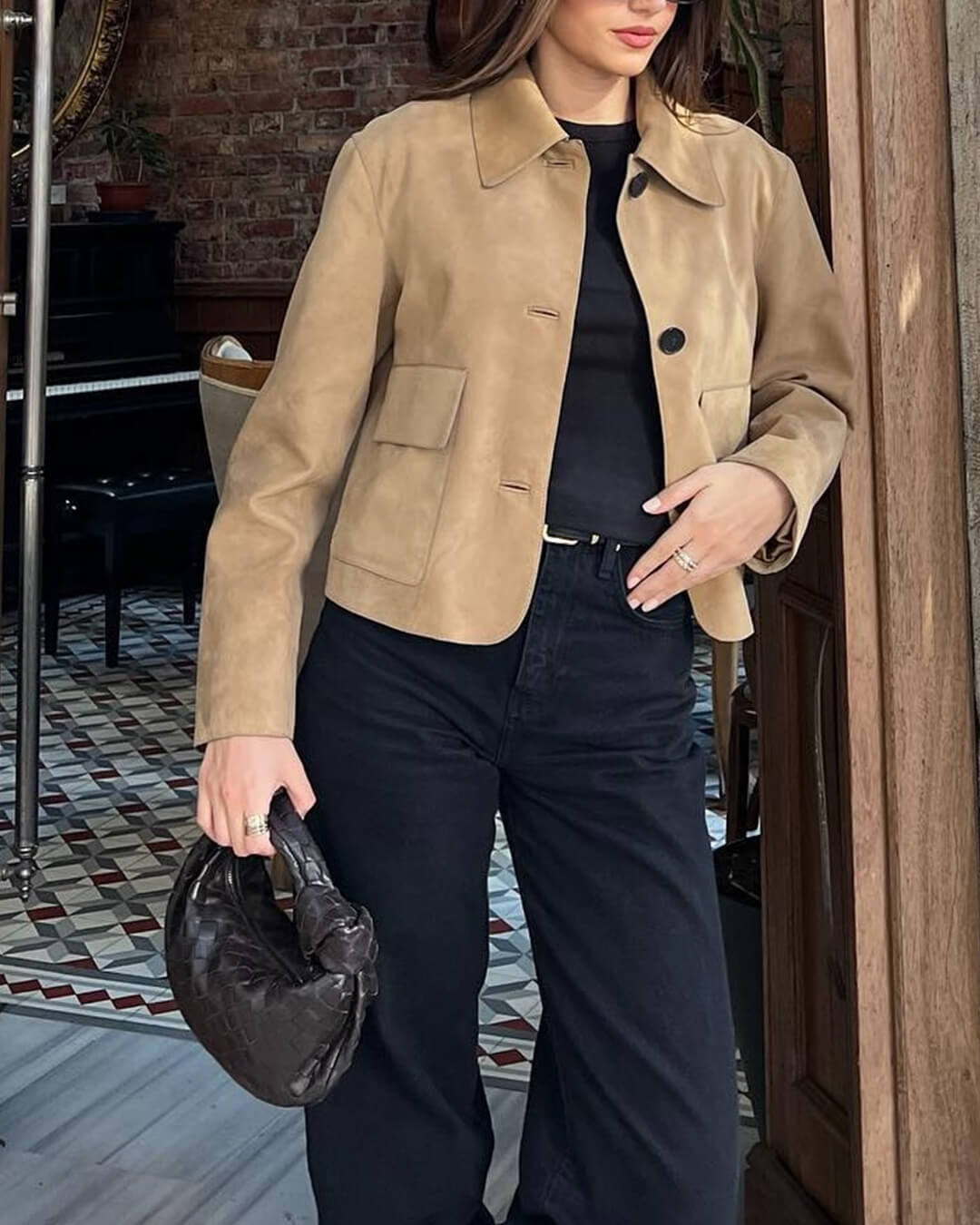 SEAME - Mirlinda Suede Blazer Jacket Light Brown S