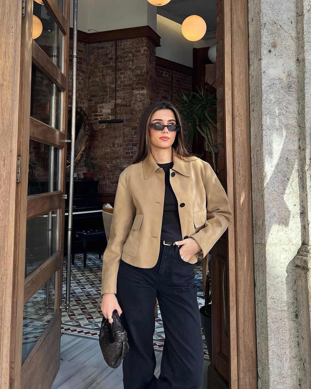 SEAME - Mirlinda Suede Blazer Jacket Light Brown L