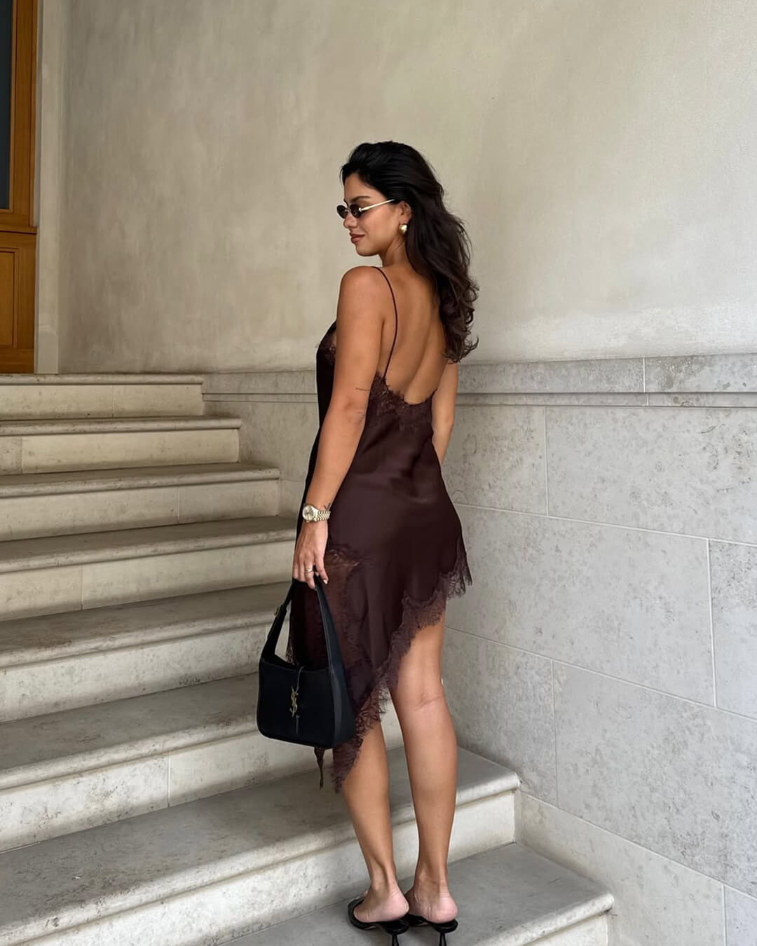 Pia Asymmetric Satin Lace Cocktail Dress SEAME Pia Asymmetric Satin Lace Cocktail Dress SEAME