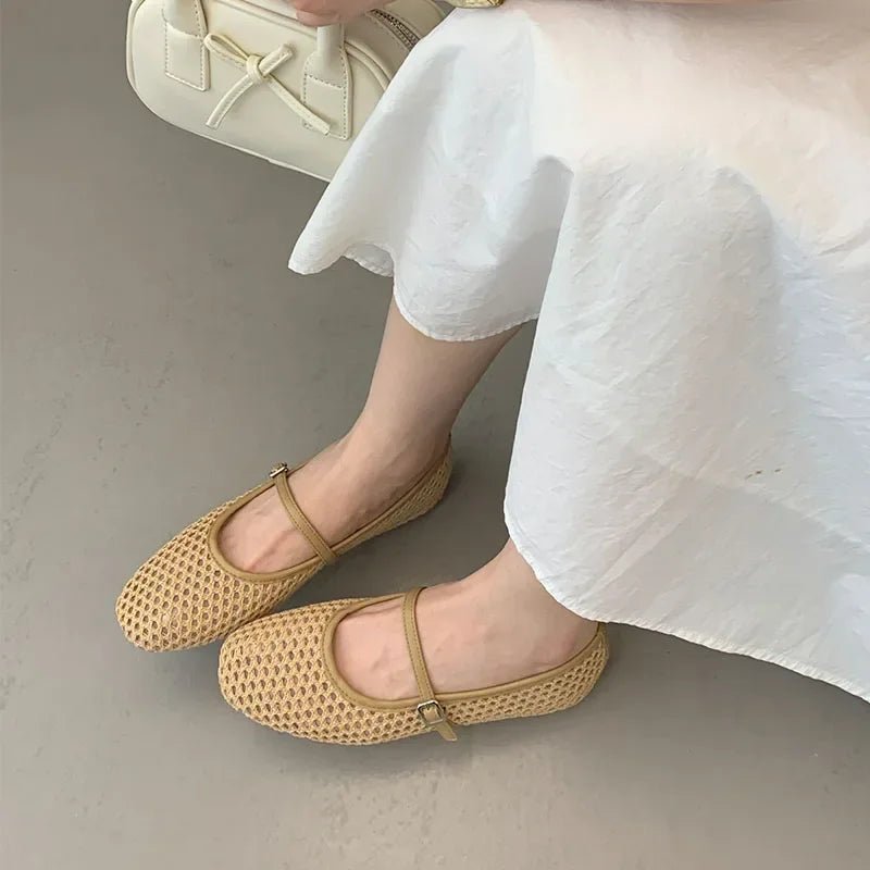SEAME - Sabrina Mesh Ballet Flats Beige 35