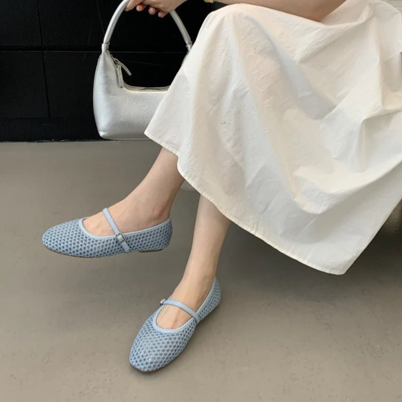 SEAME - Sabrina Mesh Ballet Flats Blue 35