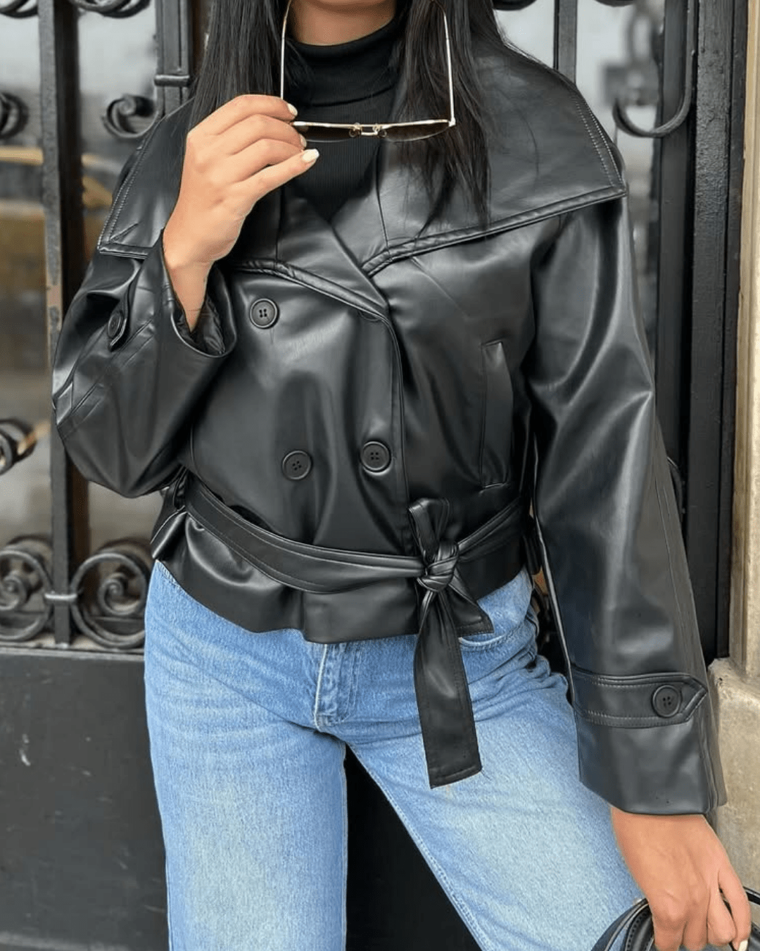 SEAME - Sandra Leather Jacket Black M