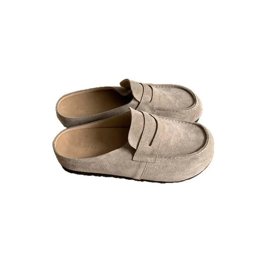 SEAME - SEAME Women's Sandals - British Style Slip - On with Comfortable Rubber Sole Beige 35